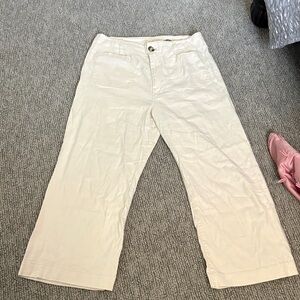 Maeve Cream Cropped Wide-Leg Pants